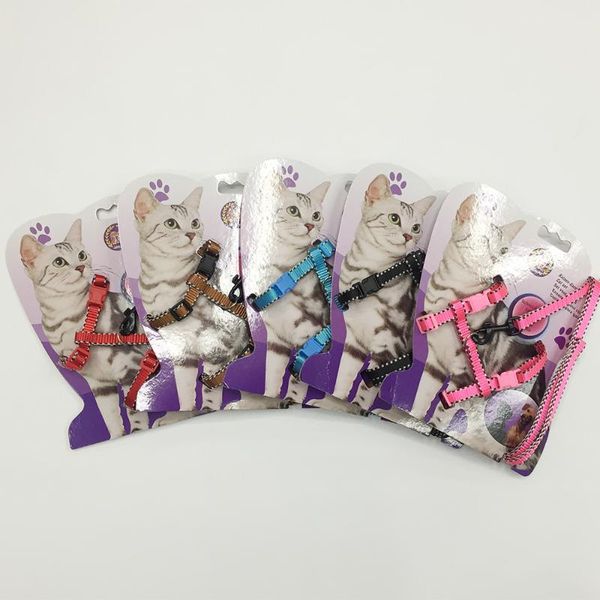 

144 pcs/lot nylon pet cat harness and leash adjustable pet traction belt harness cat kitten collar ing