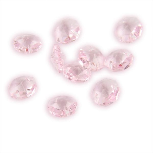 

500pcs 16mm octagonal beads pink crystal double hole diy accessories chandelier