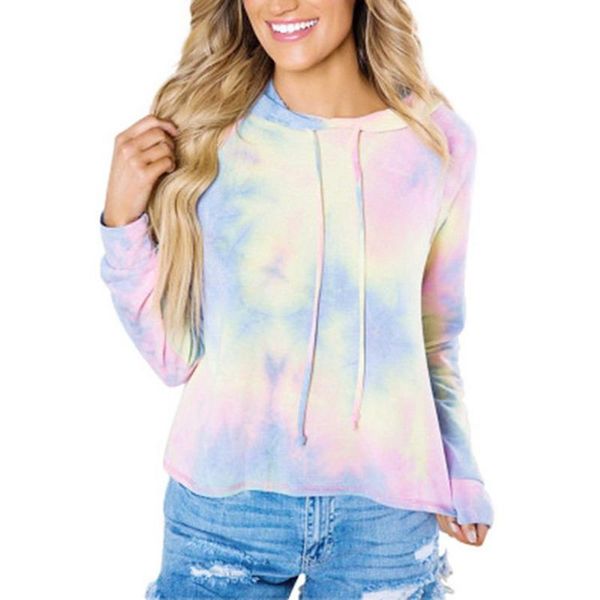 

women's hoodies & sweatshirts women hooded casual autumn ladies tie-dye pullovers o-neck long sleeve sweatshirt clothes, Black