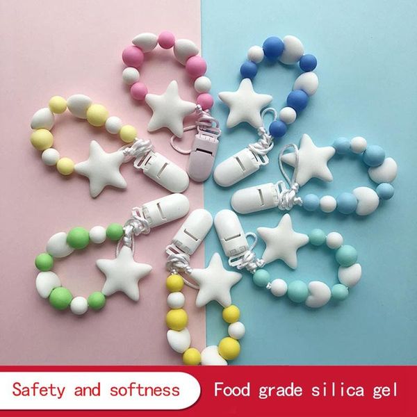 

pacifiers# silicone baby pacifier clips cartoon chain food grade bead teething toys