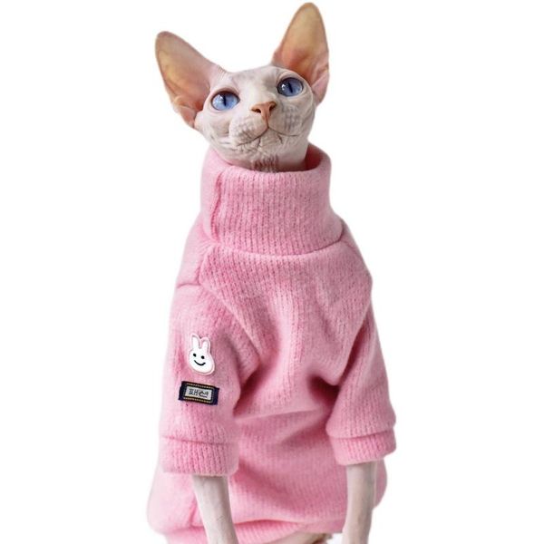 

cat costumes pink homewear sweater autumn winter thicken warm kitty coat sphinx clothing pet apparel outfits hairless clothes