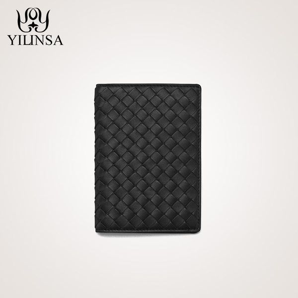 

card holders 2021 passport holder women's air ticket clip tide leather woven bag wallet men's document set, Brown;gray