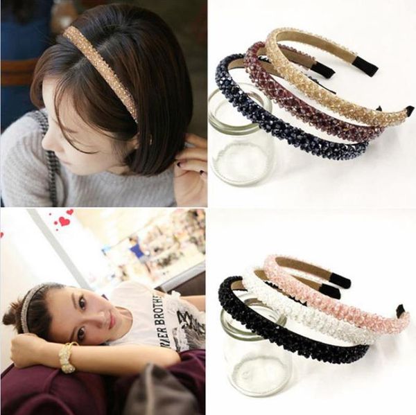 

luxury girls headband shiny diamond hair hoops women crystal headbands elegant headwear fashion hair accessories 7 designs dw6044, Slivery;white