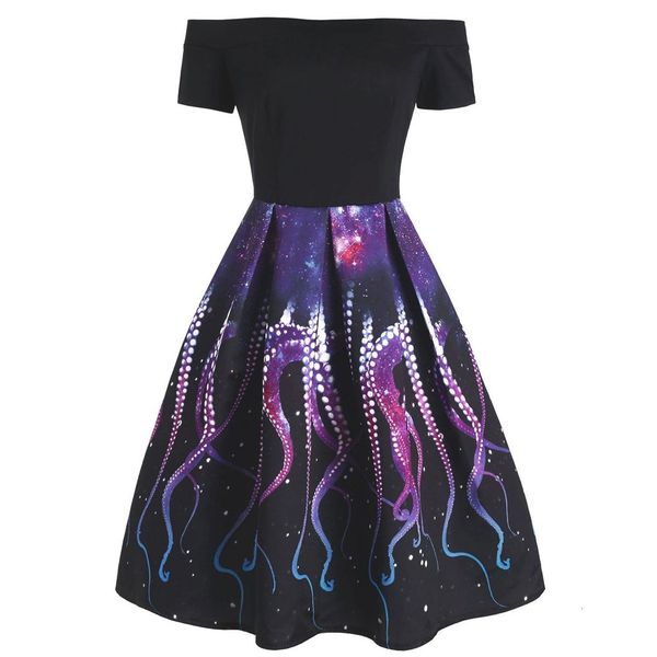 

women summer dress elegant vintage midi dress off shoulder patchwork a-line vestidos sleeveless party dress women robe#j30 f51c, Black;gray