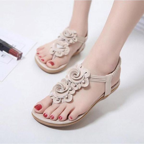 

sandals elegant comfortable summer shoes women 2021 flats elastic band solid flower platform woman, Black