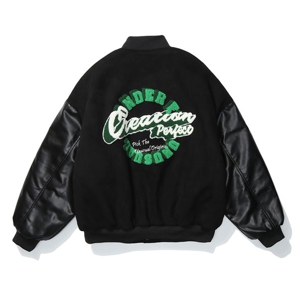 Начальные мужские хип-хоп Chamois замшевые толстые куртки Streetwear бейсбольные пальто зима Harajuku Beatwork Bomber Tops 210811