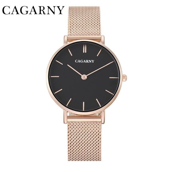 

wristwatches fashion lady quartz watch cagarny simple waterproof stainless steel strap gold trend woman wristwatch hours relogio masculino, Slivery;brown