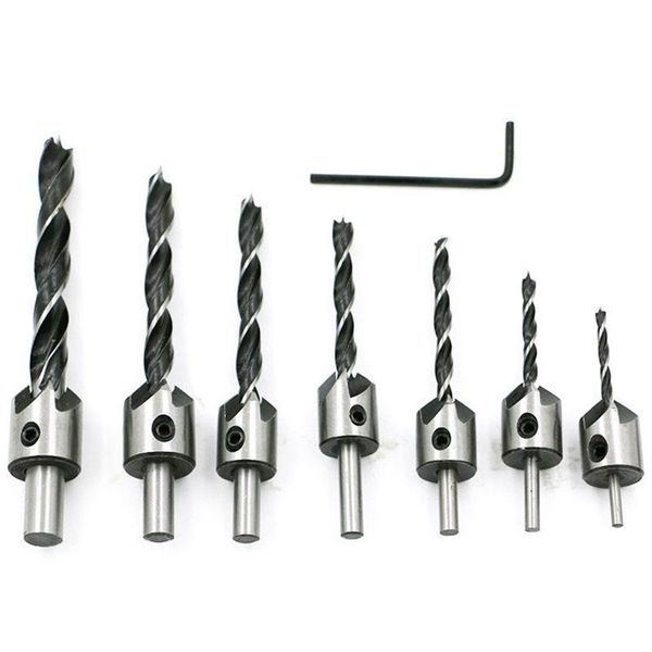 

professional drill bits 7pcs countersink set screw woodworking chamfer tool carpenter reamer core 3-10mm