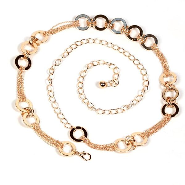 

belts women's lady fashion metal chain style belt body for women, Black;brown