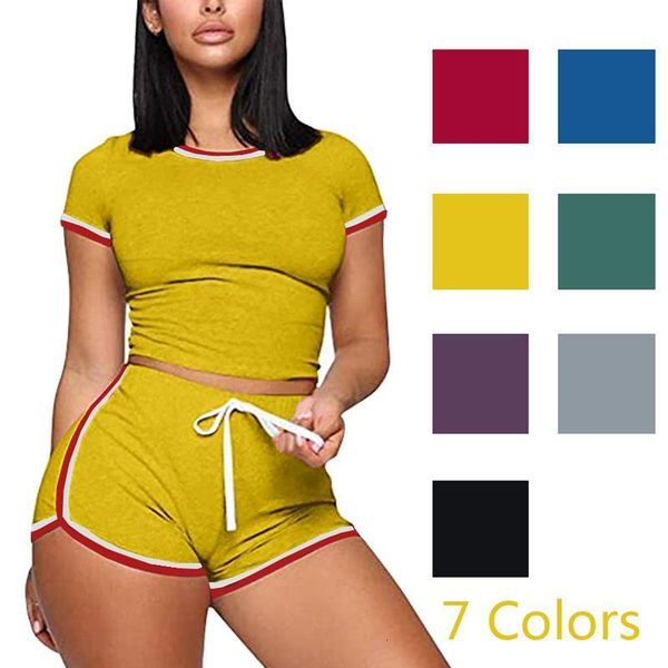 

women 2pcs set short sleeve fitness shorts run gym sports clothes suit sweatsuit summer pullover outfit tracksuits, Gray