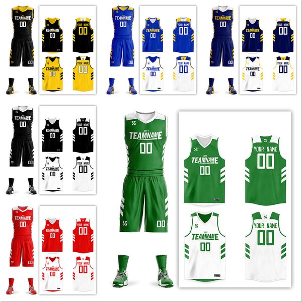 

Customized basketball suit Printed double-sided basketball uniform Personalized design team name/number Men's/Children sweat-absorbent quick-drying jersey, Sm1906002-04 as pic