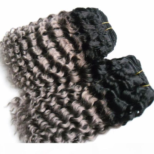 

brazilian curly 100% human hair weave bundles 8-26 inch 2 piece kinky weave curly hair 2 piece ombre brazilian human hair weave bundles, Black