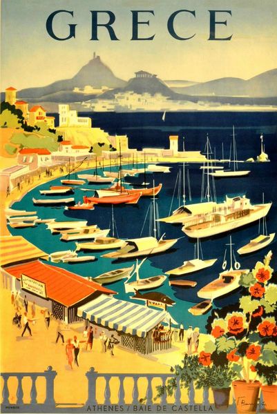 

wall stickers greece - vintage retro travel railways art silk poster print 24x36inch