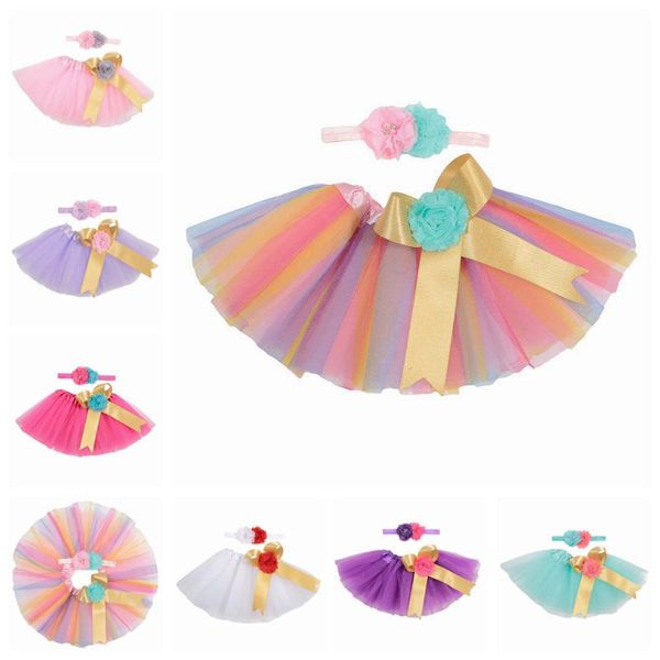 

new 0 to 3 years newborn baby girl tutu skirt princess bow tulle ball mesh gown skirts tulle party dance costume+headband set, Blue