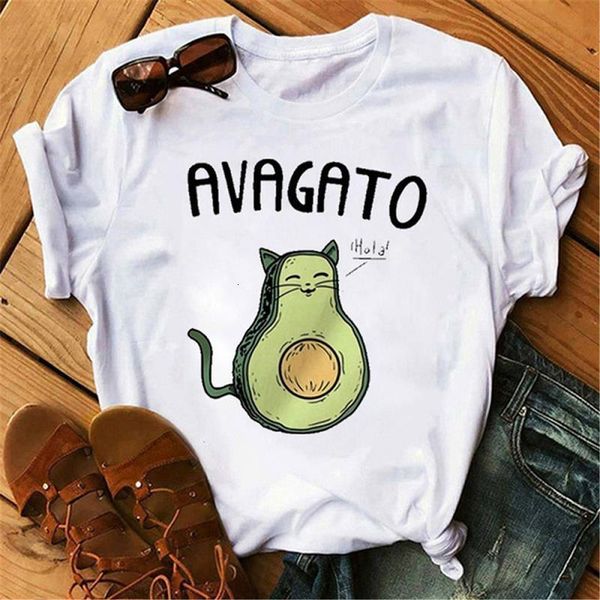

2021 casual kawaii avocado women's short sleeve t shirt vogue t shirt harajuku graphic clothing female, White