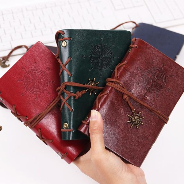 

notepads classic vintage leather kraft paper notebooks and journals copper plated sea anchor travel sketchbook pirate diary notebook, Purple;pink