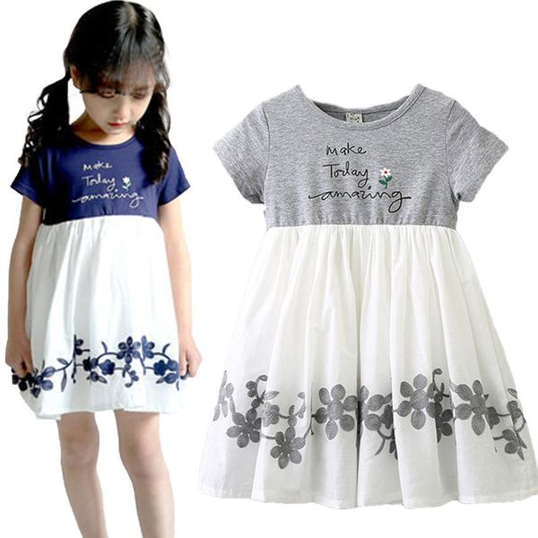 

girl's dresses baby girls summer casual fashion dress lovely sweet letter and embroidery stitching princess, Red;yellow