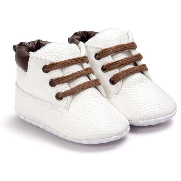 

first walkers born infant soft sole baby boy girl solid pre-walker white pram shoes trainers cute lovely leather 0-18 months