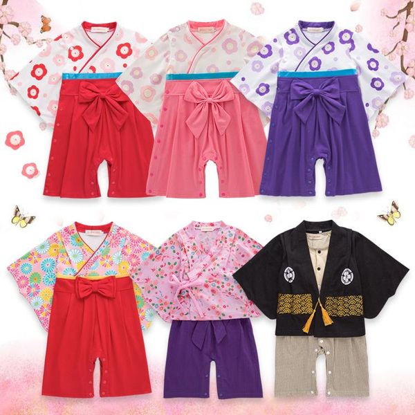 

kids jumpsuit clothes japanese kimono style baby girls boys toddler clothes infant kimono boys pants romper costumes, White