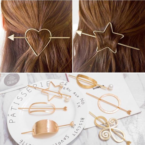 

epecket dhl metal love star round hairpin insert comb hair insert hairpin dafz001 hair jewelry hairpins, Golden;silver