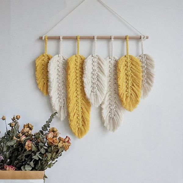 

decorative objects & figurines handmade woven macrame wall hanging tapestry wedding decoration nordic backdrop home living room boho decor