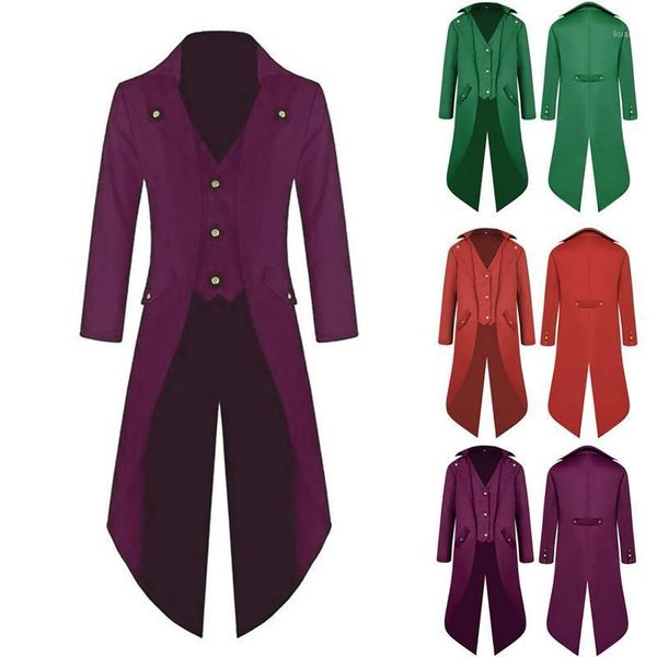 

men's suits & blazers 2021 gentlemen coat fashion steampunk vintage tailcoat jacket gothic victorian frock uniform costume, White;black