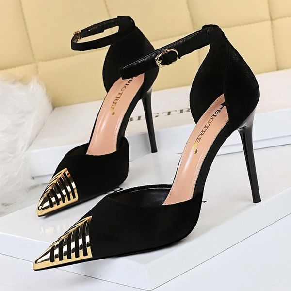 

2021 summer fashion women black red flock heels sandals 10cm high heels pumps club sandals lady big size designer prom shoes