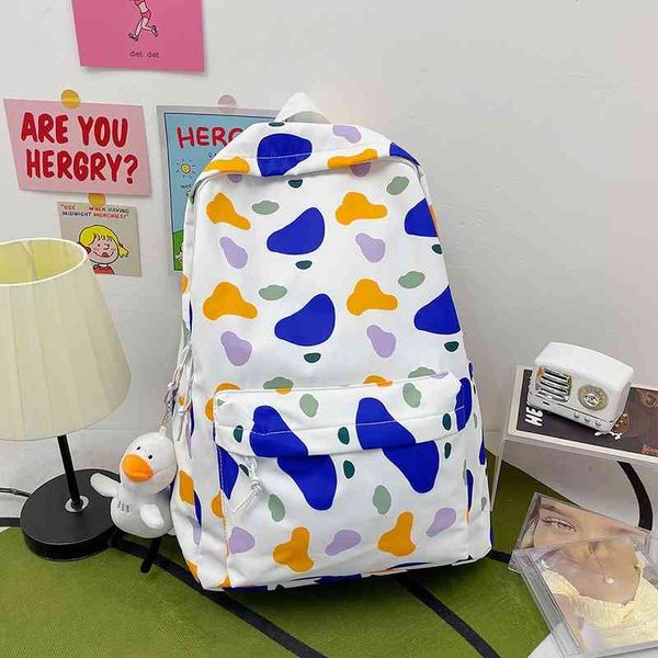 

junior high school schoolbag korean campus small fresh nylon double shoulder bag sen female department printed backpack student