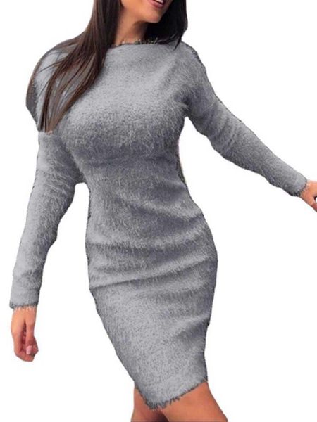 

casual dresses women flurry fleece mini dress autumn female o-neck long sleeve tunic homewear vestidos de festa oversized s-3xl wdc8491, Black;gray