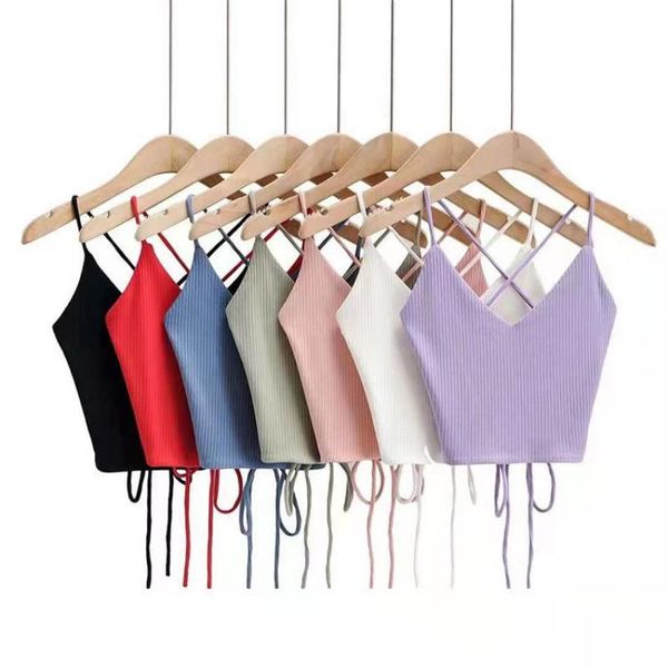 

yoga outfit backless shirt women beauty back cross tie rope sports breathable fitness workout fashion casual knited vest