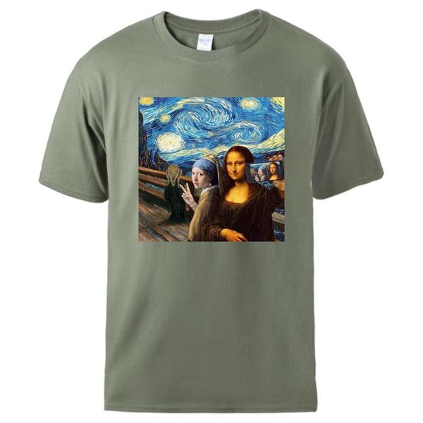 

men's t-shirts mona lisa smile man tshirts 2021 summer cool short sleeve sportswear fashion tee male cotton t shirts homme, White;black