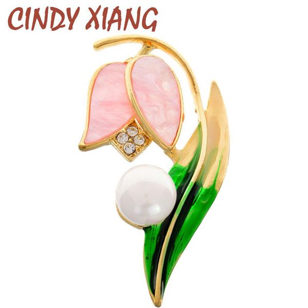 

pins, brooches cindy xiang 3 colors available enamel lotus plum for women large leaf pearl wedding flower pin jewelry, Gray