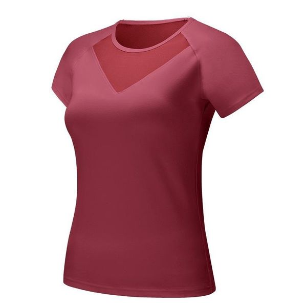 

quick drying yoga short sleeve t-shirt breathable mesh running fitness female casual athletic breathable sportswear loose, White;red