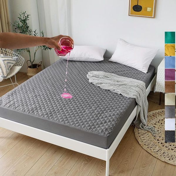 

sheets & sets solid color quilted waterproof fitted 200x200 180x200,bed sheet with elastic bands,for home bed mattress protector cover