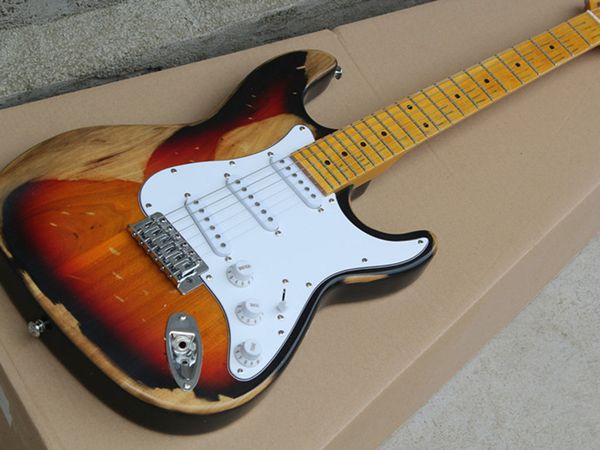 

imitation old electric guitar elm xylophone body sunset do old guqin neck