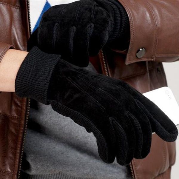 

fingerless gloves [king fairy] est men winter luxury leather moto guantes pu patchwork thick male motocicleta thermal warm, Blue;gray