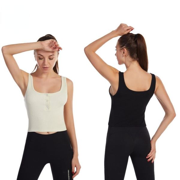 

yoga outfit brilliant ladies button sports bra butter soft simple short vest striped support workout fitness jogging
