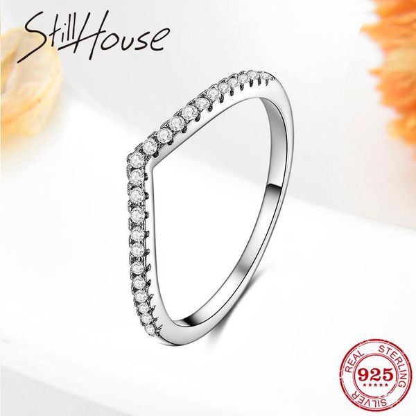 

cluster rings minimalism 925 sterling silver v-shaped ring design delicate finger women wedding party jewelry, Golden;silver