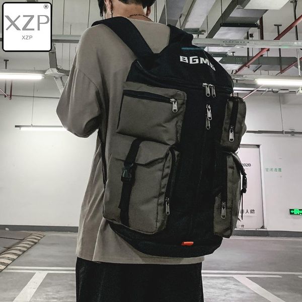 

backpack xzp hip hop men's backpacks women 2021 hasp vintage ribbon korean canvas streetwear harajuku school bags