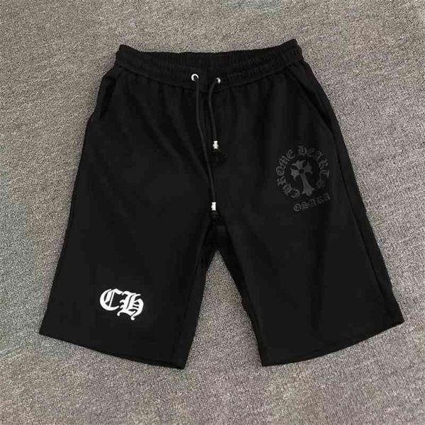 

brand super fashion fire personalized ins men's sanskrit alphabet print embroidery croxin capris casual shorts, White;black