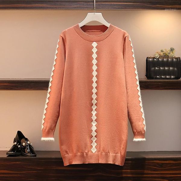 

women's sweaters plus size 4xl 2021 female pullovers winter long sweater fashion women spring autumn sleeve plaid casual ladies1, White;black