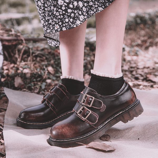 

genuine leather sweet kawaii tea beautiful japanese party anime cosplay lolita female shoe harujuku jk uniform shoes ts6p, Black