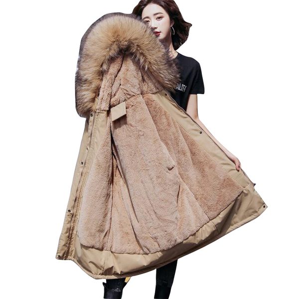 

promotion pricebig fur winter jacket women plus size 6xl down parka women warm fur liner winter coat female warm outerwear 201013, Black;brown