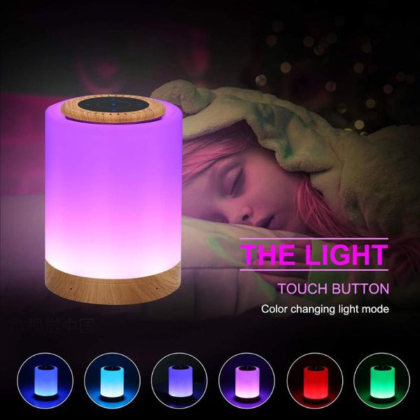 

table lamps usb rechargeable led night lamp touch dimmable portable bluetooth speaker digital alarm clock christmas light gift