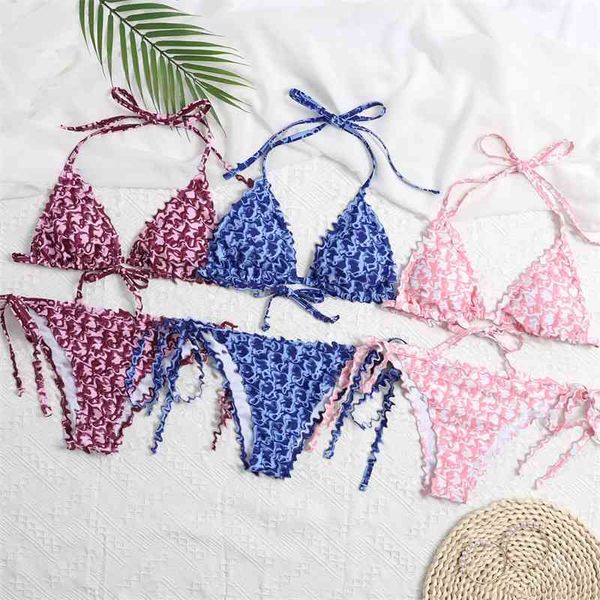 

letter bikini pink blue wine red pop split drawstring women's swimsuit, White;black