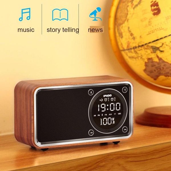 

mini speakers portable wooden bluetooth speaker wireless outdoor retro fm radio clock desksubwoofer alarm audio caixa de som