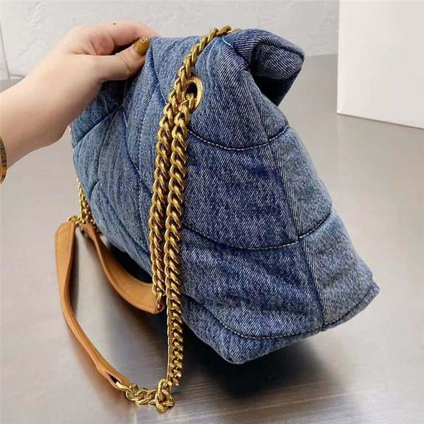 

designers denim jeans shoulder bag women tote handbag purse classic fashion retro chain frosted cowboy crossbody