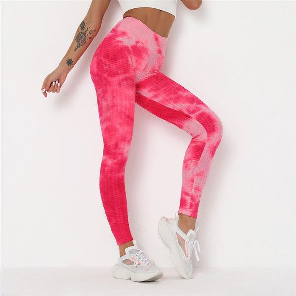 

women leggings yoga pants tie-dye fitness sportwear for female seamless pants hip-high waist elasticity sports tights clothes, White;red