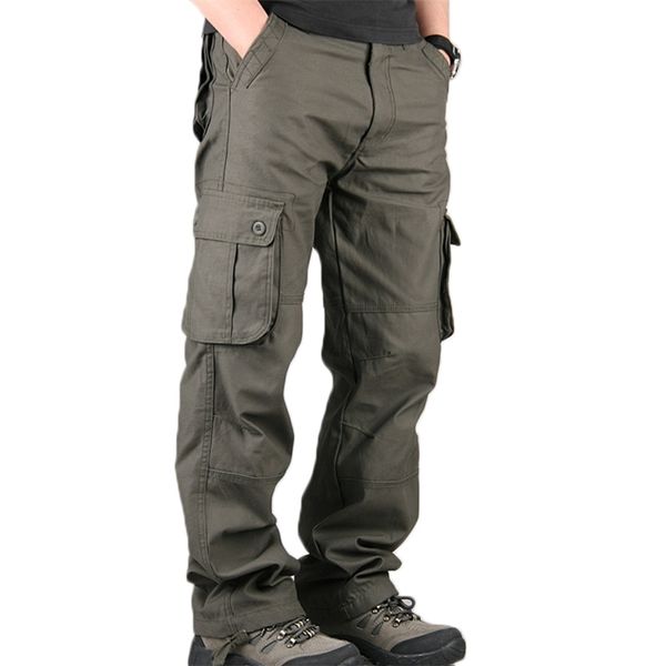 

men's cargo pants mens casual multi pockets military large size 44 tactical men outwear army straight slacks long trousers 210715, Black