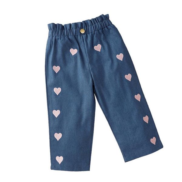 

trousers autumn children kids girls pants jeans cotton clothes, Blue